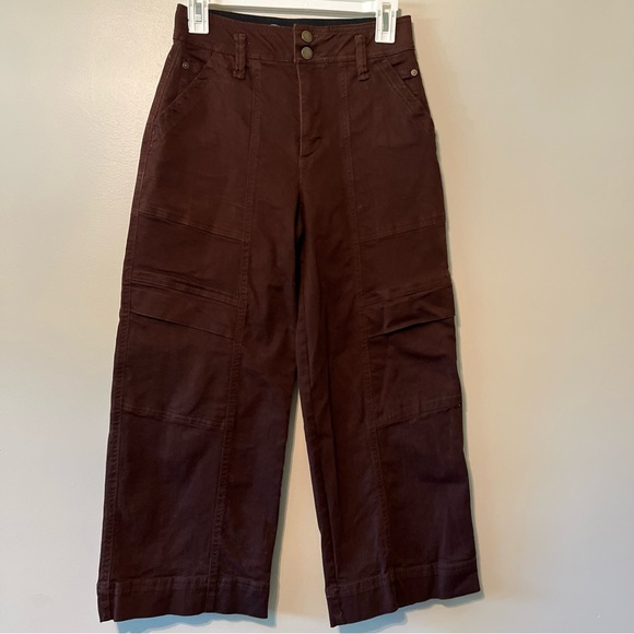 Democracy Pants - Democracy Size 2 Ab Solution Brown Cargo Utility Jeans Wide Leg Cotton Blend